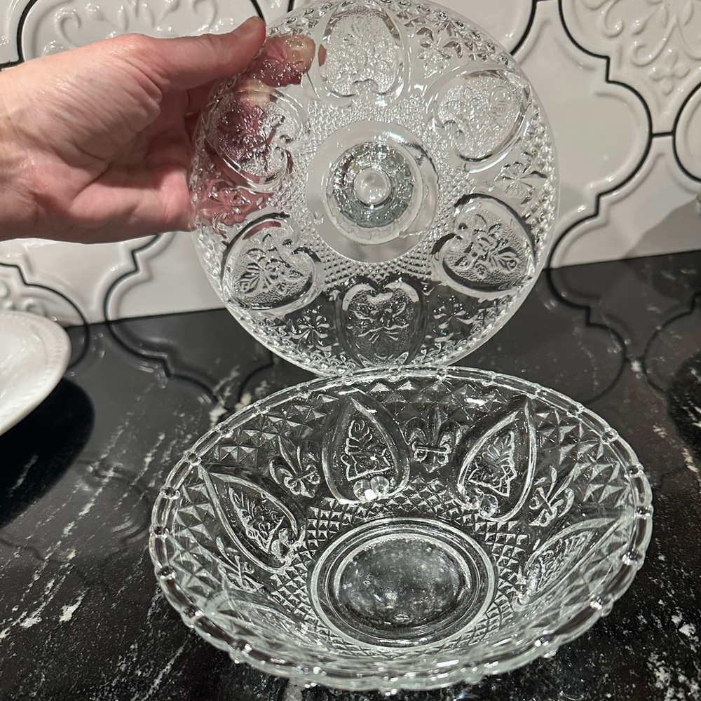 Vintage KIG Malaysia Glass Candy dish with Lid
